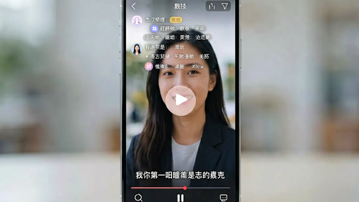 手机竖屏模式下17C.嫩草在线观看免费播放界面，弹幕与字幕分区显示，互不遮挡